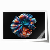 Vibrant rolled print showcasing a marine life fish design, featuring colorful aquatic creatures against a deep blue background, perfect for ocean-themed decor.