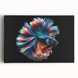 Colorful marine life wall art featuring vibrant fish designs on a stretched canvas, ideal for ocean-themed decor, enhancing any room's aesthetics.