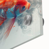 Close-up of vibrant acrylic wall art depicting marine life fish design, showcasing intricate details and bright colors, perfect for ocean-themed decor.