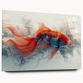 Acrylic wall art featuring a vibrant marine life fish design in a side view, showcasing intricate details and colors, mounted with pins for display.
