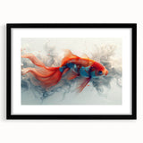Framed marine life wall art featuring colorful fish designs, set in a sleek black frame with a mat, perfect for enhancing any ocean-themed decor.