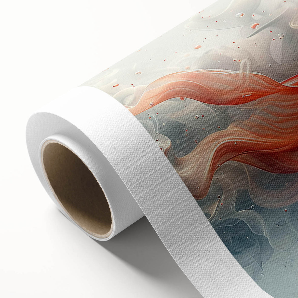Vibrant marine life wall art featuring colorful fish designs on a rolled canvas, ideal for ocean-themed decor; packaged securely in a cardboard tube.