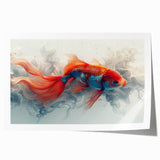 Vibrant marine life wall art print showcasing colorful fish illustrations on a textured background, rolled up for easy transport and display in home decor.