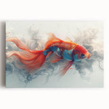 Vibrant stretched canvas wall art showcasing a colorful marine life fish design, perfect for ocean-themed decor. Ideal for adding a lively touch to home interiors.