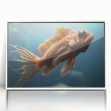 Framed acrylic wall art showcasing a vibrant marine life fish design with colorful details on a white background, perfect for ocean-themed decor.