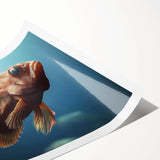 Vibrant marine life wall art print showcasing a colorful underwater scene with various fish species, rolled and ready for display in a durable tube.