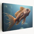 Vibrant stretched canvas wall art featuring a colorful marine life fish design, showcasing intricate details and vivid colors, perfect for ocean-themed decor.