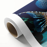 Vibrant marine life wall art featuring colorful fish illustrations, printed on high-quality rolled canvas, perfect for ocean-themed decor and artistic displays.