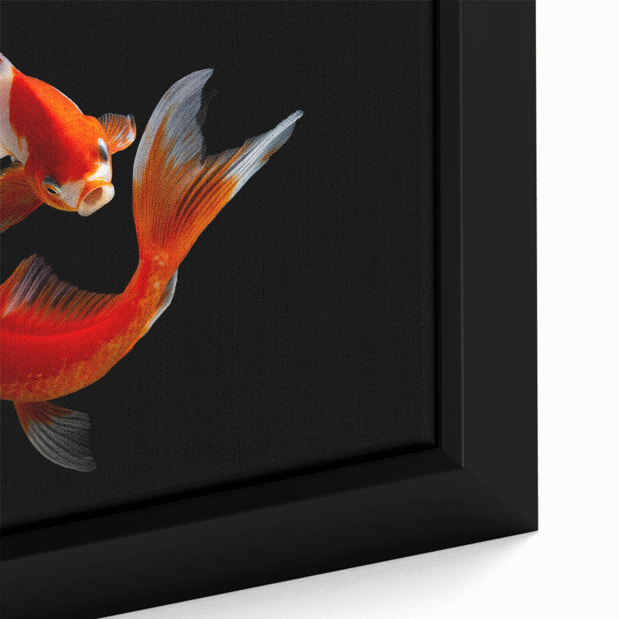 Framed canvas wall art featuring a vibrant marine life fish design, showcasing intricate details in blue and orange hues, perfect for ocean-themed decor.