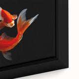Framed canvas wall art featuring a vibrant marine life fish design, showcasing intricate details in blue and orange hues, perfect for ocean-themed decor.