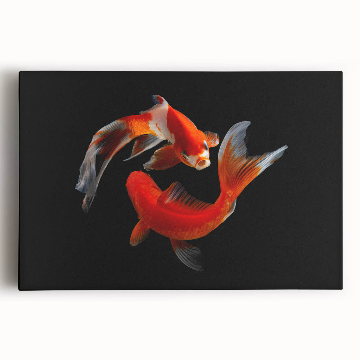 Stretched canvas wall art featuring a vibrant marine life fish design, showcasing colorful aquatic species against a serene blue background, perfect for ocean-themed decor.