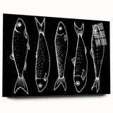 Colorful marine life wall art collection in acrylic glass, showcasing vibrant fish designs, perfect for coastal-themed decor. Side view highlights its sleek finish and absence of visible mounting pins, ideal for modern interiors.