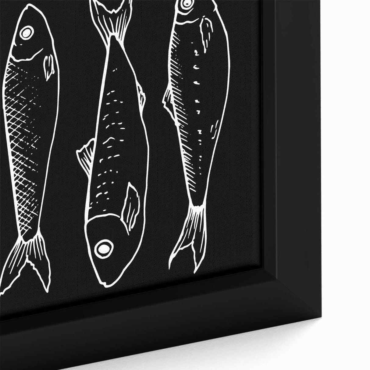 Close-up of a framed canvas wall art featuring a vibrant marine life fish design, showcasing intricate details and vivid colors that enhance any aquatic-themed decor. Ideal for ocean lovers and home decor enthusiasts.