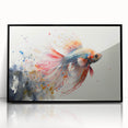 Framed acrylic wall art featuring a vibrant marine life fish design in a sleek black frame. Perfect for ocean-themed decor, showcasing colorful aquatic species.