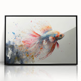 Framed acrylic wall art featuring a vibrant marine life fish design in a sleek black frame. Perfect for ocean-themed decor, showcasing colorful aquatic species.