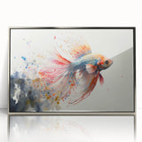 Framed acrylic wall art featuring a vibrant marine life fish design, showcasing intricate details and a silver frame, perfect for enhancing aquatic-themed decor.