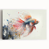 Vibrant stretched canvas wall art showcasing a colorful marine life fish design, perfect for ocean-themed decor. Ideal for enhancing living spaces with aquatic charm.
