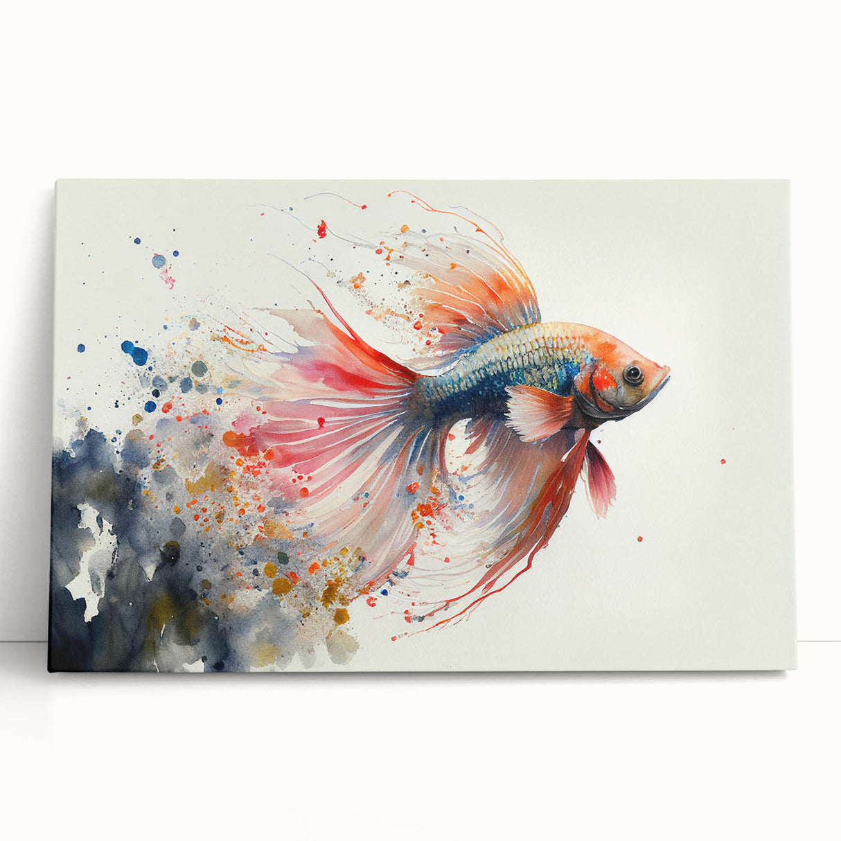 Vibrant marine life canvas wall art showcasing various colorful fish swimming in a coral reef, perfect for ocean-themed home decor.