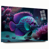 Acrylic glass wall art collection showcasing vibrant marine life fish designs, viewed from the side, perfect for ocean-themed decor. Ideal for enhancing coastal interiors.