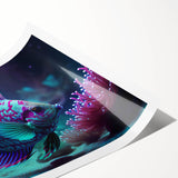 Vibrant marine life wall art print showcasing a variety of colorful fish in a dynamic underwater scene, perfect for enhancing ocean-themed decor. This rolled print is designed for easy framing, making it an ideal addition to any aquatic-inspired space.