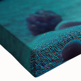Close-up of a vibrant marine life fish design on stretched canvas wall art, showcasing detailed aquatic colors and textures, ideal for ocean-themed decor.