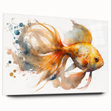 Colorful marine life wall art collection showcasing various fish designs on acrylic glass, viewed from the side, perfect for ocean-themed decor.