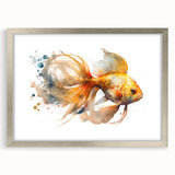 Framed marine life wall art collection featuring a vibrant fish design with a silver frame and matting, perfect for coastal-themed decor. Ideal for ocean lovers.