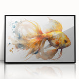 Framed wall art featuring a vibrant marine life fish design in a black frame, showcasing colorful aquatic species on a white background, perfect for ocean-themed decor.