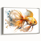 Framed wall art featuring a vibrant marine life fish design in a silver frame, showcasing colorful aquatic creatures against a serene blue background, ideal for ocean-themed decor.