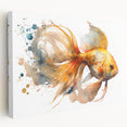 Stretched canvas wall art showcasing vibrant marine life fish design in a side view, perfect for aquatic-themed decor and ocean lovers.