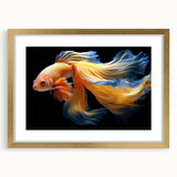 Elegant gold-framed wall art collection showcasing vibrant marine life fish designs, perfect for adding a touch of coastal charm to home decor.