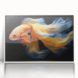 Framed wall art collection showcasing vibrant marine life fish design, featuring a white frame and acrylic front, perfect for ocean-themed decor.