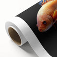 Vibrant rolled canvas showcasing a marine life fish design with intricate details and bold colors, ideal for ocean-themed decor and art collections.