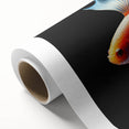 Vibrant rolled canvas showcasing a marine life fish design, featuring colorful aquatic creatures on a textured surface, ideal for ocean-themed decor.
