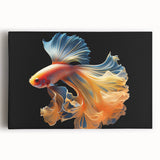 Vibrant marine life wall art collection featuring colorful fish designs on stretched canvas, perfect for ocean-themed decor and enhancing interior aesthetics.