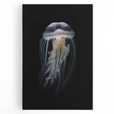 Vibrant jellyfish wall art canvas featuring an intricate marine life design, showcasing flowing tentacles in shades of blue and purple, perfect for ocean-themed decor.