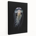 Vibrant jellyfish wall art design on stretched canvas, showcasing intricate details and fluid colors, perfect for marine life enthusiasts and modern decor.