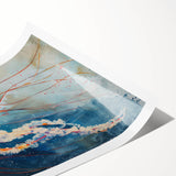 Vibrant jellyfish wall art print featuring intricate marine life designs in blue and purple hues, rolled for easy display and shipping in a protective tube. Perfect for ocean-themed decor enthusiasts.