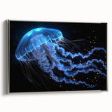 Framed wall art collection showcasing a vibrant jellyfish design on a silver background, highlighting marine life with intricate details and colors. Perfect for ocean-themed decor.