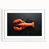 Lobster-themed wall art design featuring intricate marine life illustrations, framed in a sleek white mat, perfect for coastal decor enthusiasts.