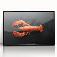 Framed acrylic wall art showcasing a vibrant lobster design in a black frame, perfect for marine-themed decor. Ideal for ocean lovers and art enthusiasts.