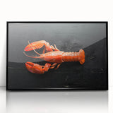 Framed acrylic wall art showcasing a vibrant lobster design in a black frame, perfect for marine-themed decor. Ideal for ocean lovers and art enthusiasts.