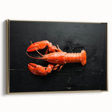 Framed wall art showcasing a vibrant marine life lobster design on a gold background, perfect for coastal-themed decor. Ideal for ocean lovers and art enthusiasts.
