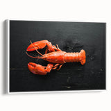 Framed wall art featuring a vibrant lobster design against a white background, showcasing detailed marine life illustration, perfect for ocean-themed decor.