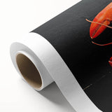 Vibrant rolled canvas wall art showcasing a detailed lobster design, perfect for marine life enthusiasts, presented in a protective cardboard tube.