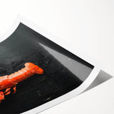 Vibrant lobster wall art print showcasing intricate marine life design, perfect for coastal decor, rolled and packaged securely in a cardboard tube.