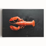 Vibrant stretched canvas wall art showcasing a detailed lobster design in marine life colors, ideal for coastal-themed decor. Perfect for adding a nautical touch to any space.