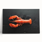 Vibrant stretched canvas wall art showcasing a detailed lobster design, featuring rich colors and intricate textures, ideal for marine-themed decor.