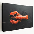 Vibrant lobster design on stretched canvas wall art, showcasing intricate marine life details and rich colors, ideal for ocean-themed decor.