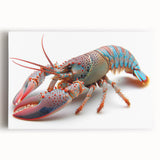 Vibrant stretched canvas wall art showcasing a detailed lobster design with bold colors, perfect for marine-themed decor in coastal homes or restaurants.